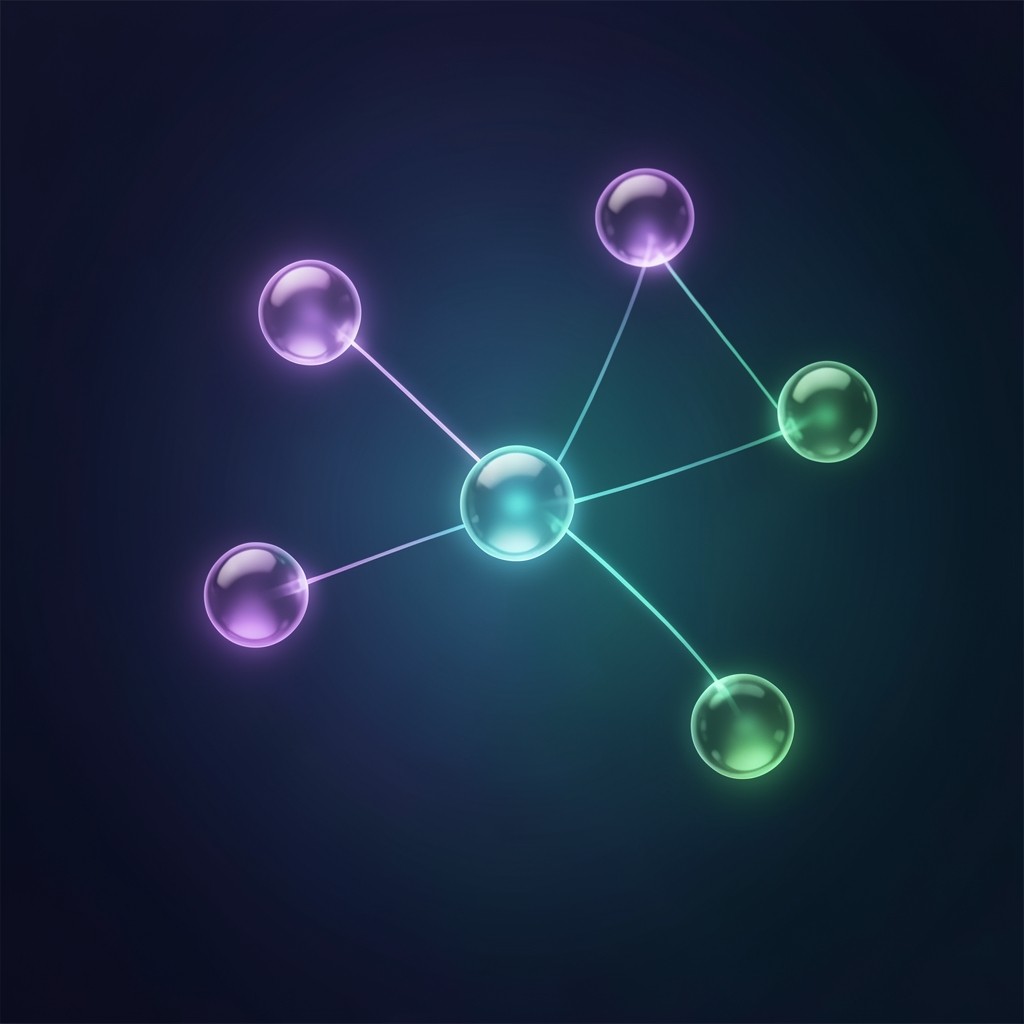 Illustration of interconnected digital nodes representing blockchain terminology concepts